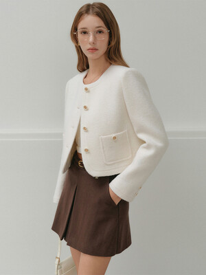 벨 콤비 울 트위드 자켓_아이보리 / BELLE COMBI WOOL TWEED JACKET_IVORY