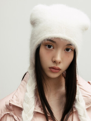 TWIST ANGORA KNIT BEANIE_TT4W302IV