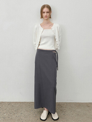 ESSENTIAL SLIT BELTED SKIRT(SK-5007)
