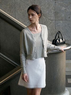 [SET] Ciara V-neck Frill Cardigan Set (3col)