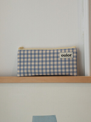 ouior flat pencil case - modern blue (topside zipper)