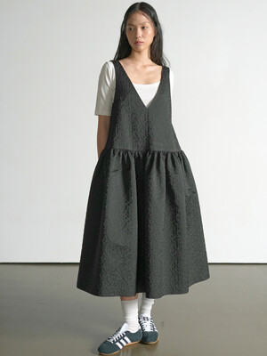 Jacguard Volume Dress Black