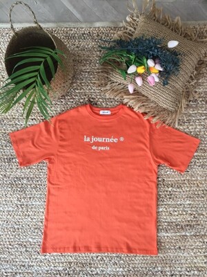 라쥬흐네 오버핏 반팔 티셔츠 오렌지