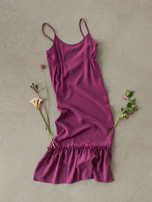 AOJ tencel slip long dress - deep magenta