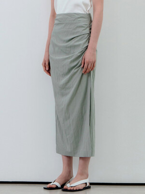 Side Slit Shirring Skirt_3color
