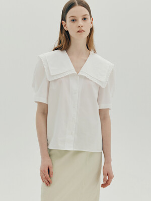 Double frill blouse - White