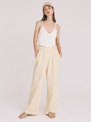 TWOTUCK COTTON WIDE PANTS(YELLOW)