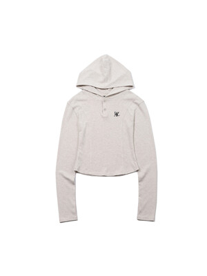 Slim soft warmer hood T-shirt - OAT MEAL