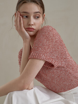 j970 u-neck short sleeve knit (rose pink)