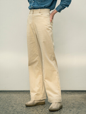 SIPT7056  high waist corduroy pants_Cream