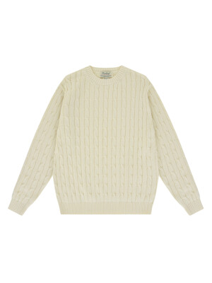Cable crewneck sweater (Ecru)