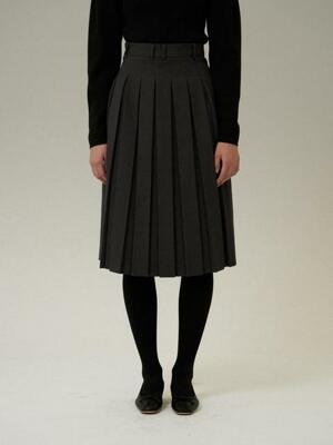 Berlin Pleated Wool-Skirt [Gray]