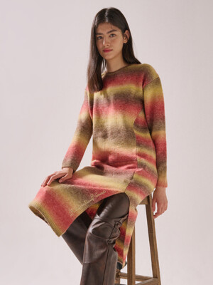 Gradation Knit Dress Brown