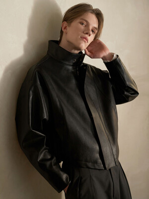 MENS LEATHER CROPPED JUMPER