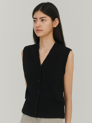 Picotee knit vest (Black)