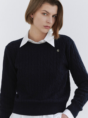Cable pullover knit / Navy
