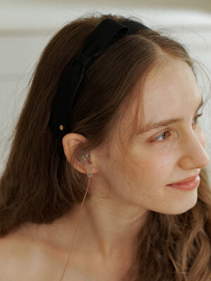 Handmade classic ribbon point hair band (black)