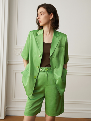 YY_Lovey short suit set_green jacket