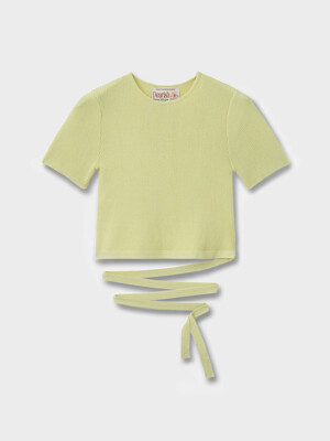 Yellow Green Cropped Ribbon Knit