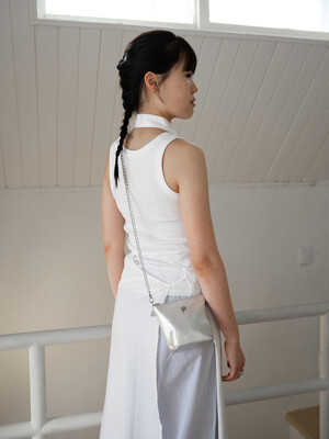 leather mignon bag_silver