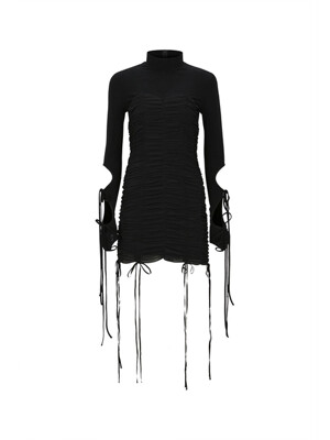 LACE-UP DETAILED DRESS (BLACK)