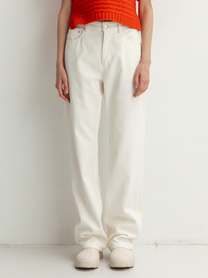 corduroy straight-fit pants (ivory)