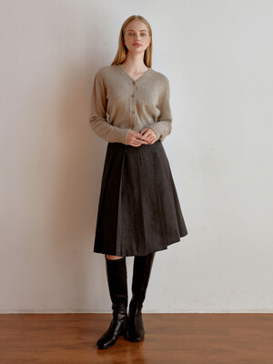 Mute wool pleats skirt (charcoal)