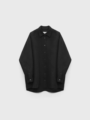 Oversized Wool Silk Shirt - Black