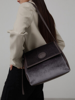 VELVET SHOULDER JEANNE BAG_WARM GREY