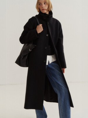 UNISEX BELTED WOOL MAC COAT BLACK_UDCO3D123BK