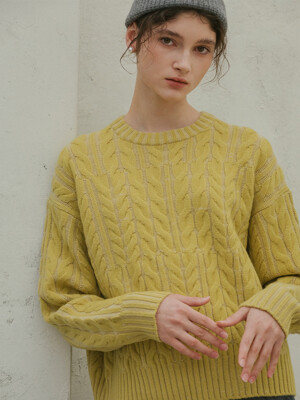 MIX CABLE SWEATER - MUSTARD