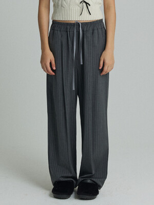 Stripe banding slacks/ Grey