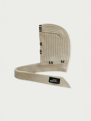 STITCH POINT MUFFLER KNIT BALACLAVA - BEIGE