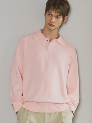 T20038 칼라 래글런 니트_Light Pink