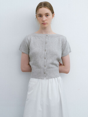 boat-neck half cardigan (light grey)_from italy