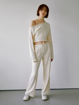 Bella boots cut Sweat Pants _ Ivory