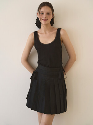 Julia Ribbon Pleats Skirt (Black)
