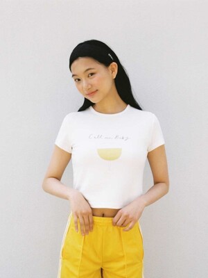 Olive Cropped Tee_Ivory