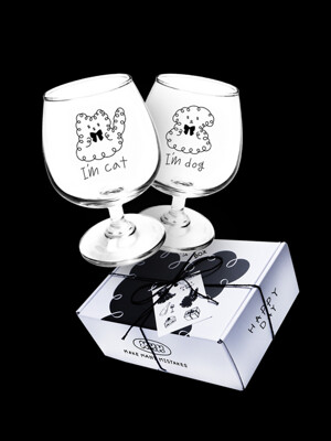 Cat&Dog wine glass gift set