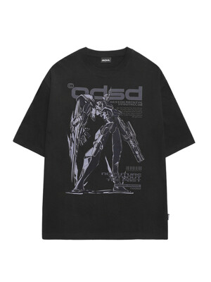 ODSD 메카닉 그래픽 오버핏 티셔츠 - BLACK