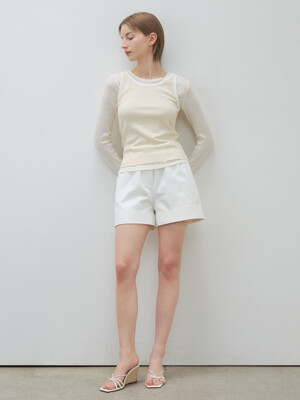Banding cotton shorts (Ivory)