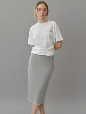 banding layered jersey skirt (light khaki)