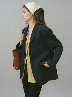 U Zoe Wool Single Breast Jacket_Navy