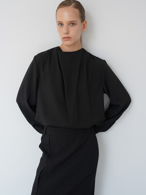 DIANA  COWL NECK BLOUSE (BLACK)