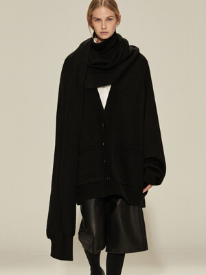 울 터틀 넥 니트 스카프 (black)
