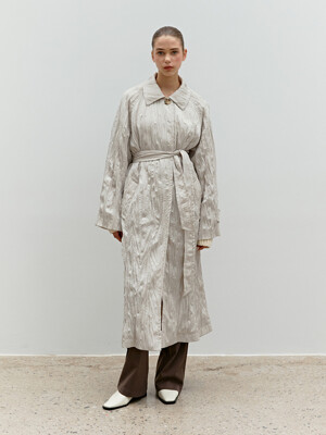 TWF WRINKLE SINGLE TRENCH COAT  BEIGE