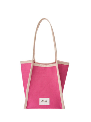 LINEN BEACH BAG-PINK/IVORY