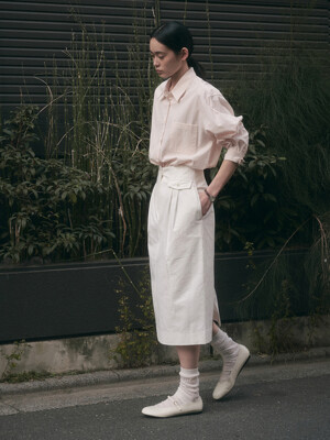 BRIT PINTUCK SKIRT_IVORY