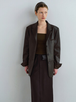 lip tailored jacket (leather black)