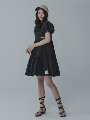 BABY DOLL SQUARE NECK DRESS_BLACK